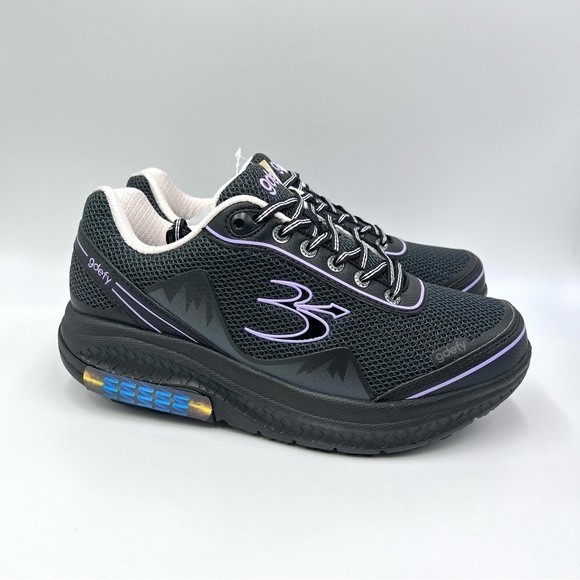 8W 8 W WIDE WIDTH Gravity Defyer Women's Mighty Walk Black‎ Purple Sneakers NEW - Picture 2 of 16